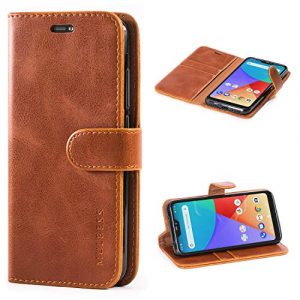 Mulbess Xiaomi Mi A2 Lite Protective Cover, Magnetic Closure RFID Blocking Luxury Flip Folio Leather Wallet Phone Case with Card Slots and Kickstand for Xiaomi Mi A2 Lite, Brown